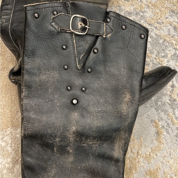 Golden Goose Black Distressed Studded
Buckle Knee High Riding Boots Size 36 - Picture 4 of 13